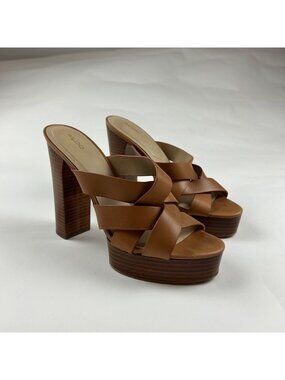 Aldo Genuine Leather Platform Strappy Mule Sandal 10